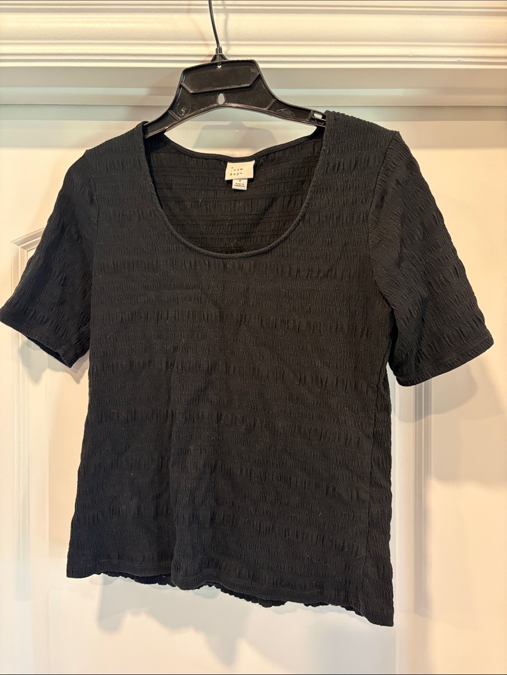 a new day Black Textured Scoop Neck Short Sleeve Tee